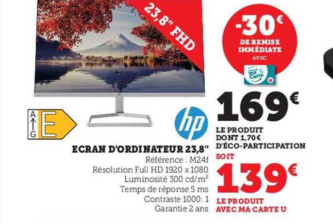 écran d'ordinateur 23,8" hp