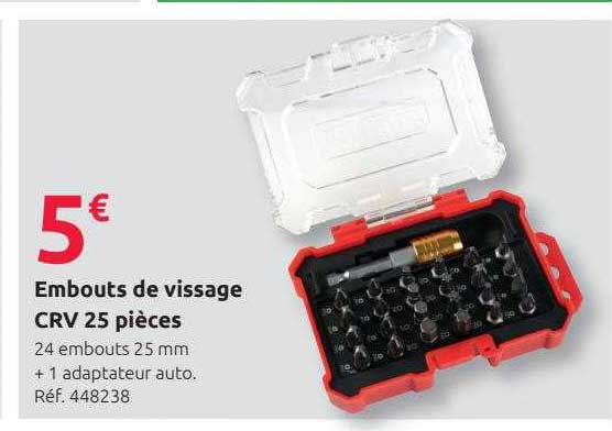 embouts de vissage crv 25 pièces