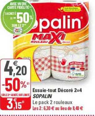 essuie-tout décoré 2=4 sopalin
