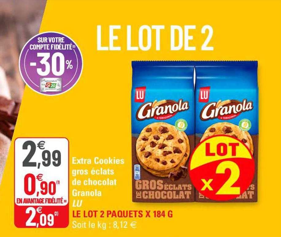 Extra Cookies Gros éclats De Chocolat Granola Lu