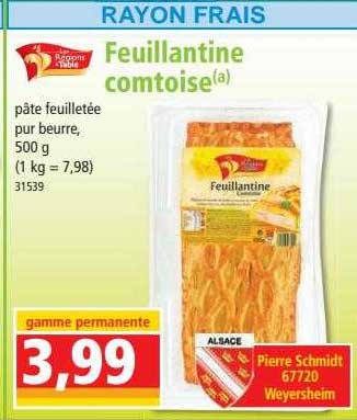 Feuillantine Comtoises Les Régions à Table
