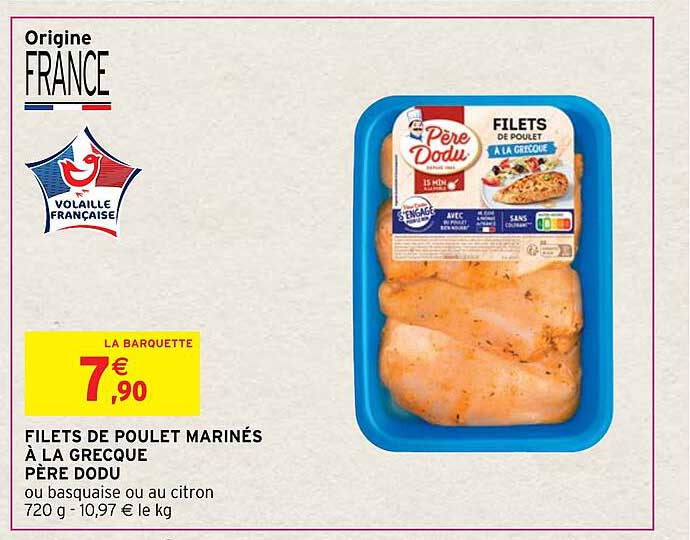 filets de poulet marinés à la  grecque père dodu