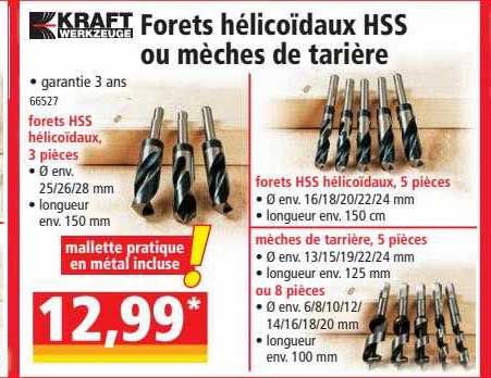 forêts hélicoïdaux hss ou mèches de tarière kraft werkzeuge