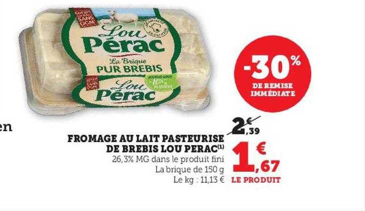 fromage au lait pasteurisé de brebis lou pérac