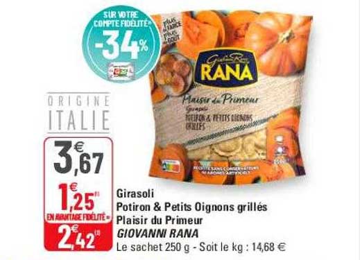 girasoli potiron & petits oignons grillés plaisir du primeur giovanni rana