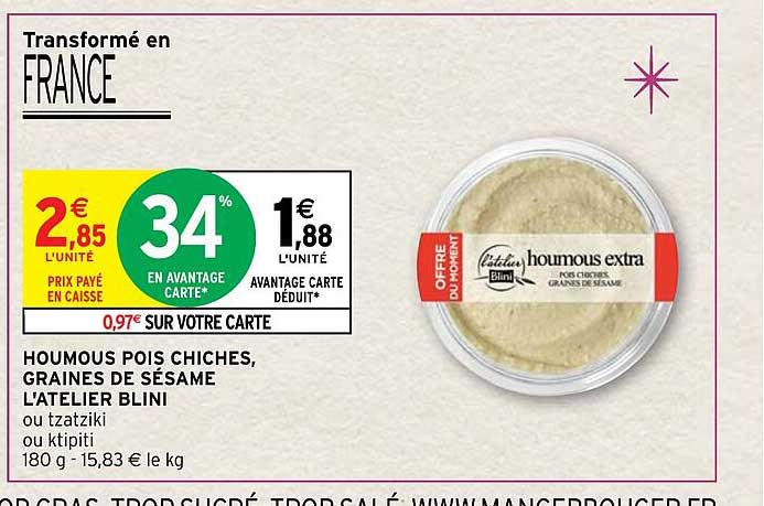 houmous pois chiches, graines de sésame l'atelier blini