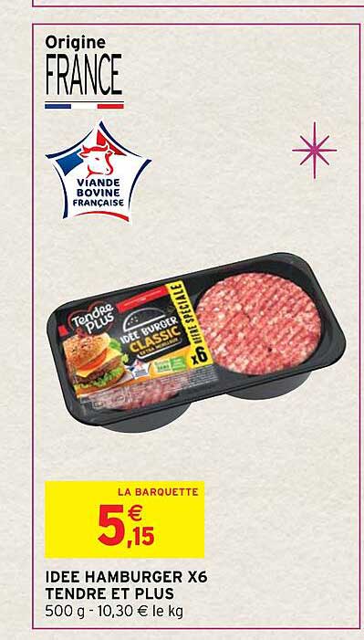 idée hamburger x6 tendre et plus