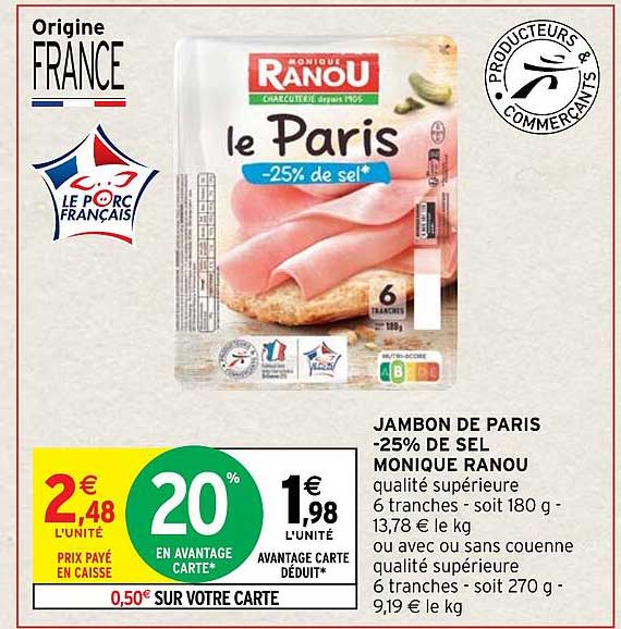 jambon de paris -25% de sel monique ranou