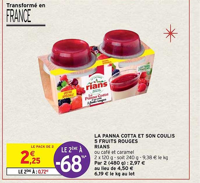 la panna cotta et son coulis 5 fruits rouges rians