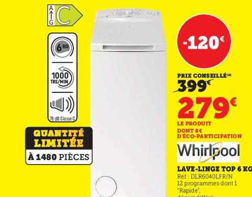 Lave-linge Top 6 Kg Whirlpool