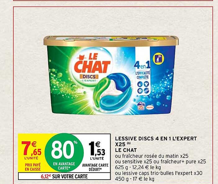 lessive discs 4 en 1 l'expert x25 le chat
