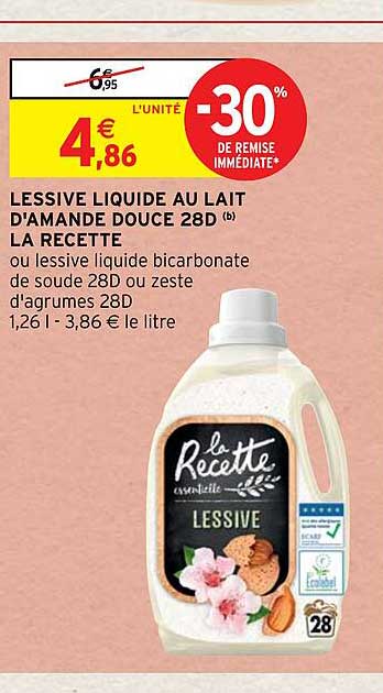 lessive liquide au lait d'amande douce 28d la recette