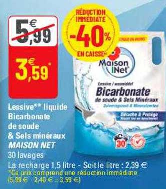 lessive liquide bicarbonate de soude & sels minéraux maison net