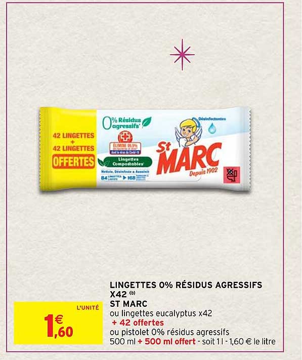 lingettes 0% résidus agressifs x42 st marc