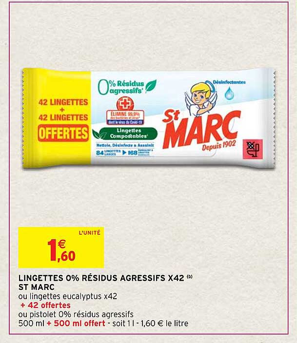 lingettes 0% résidus agressifs x42 st marc