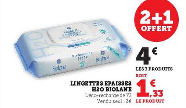Lingettes épaisses H2o Biolane