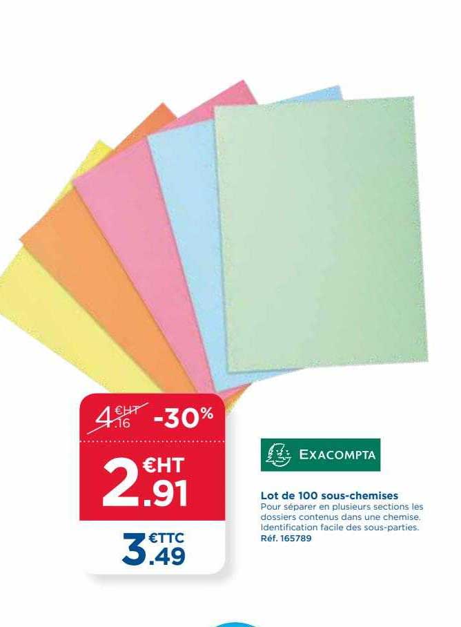 lot de 100 sous-chemises exacompta