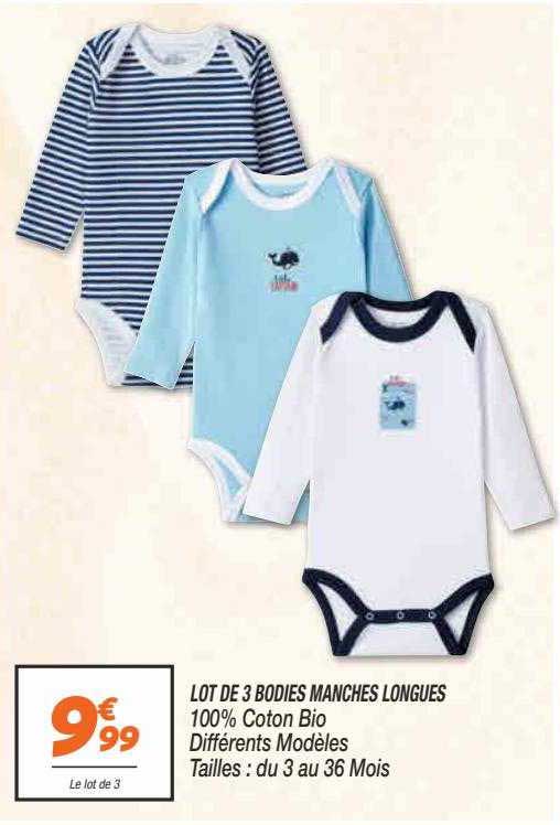 lot de 3 bodies manches longues