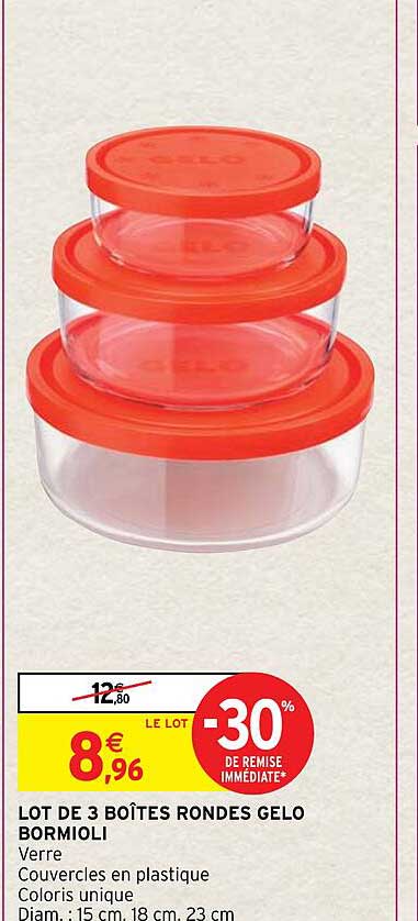 Lot De 3 Boîtes Rondes Gelo Bormioli