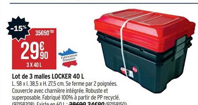 Lot De 3 Malles Locker 40 L