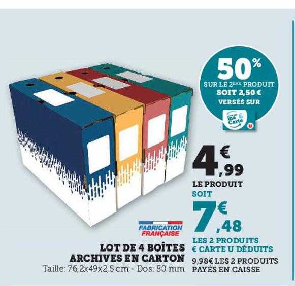 lot de 4 boîtes archives en carton
