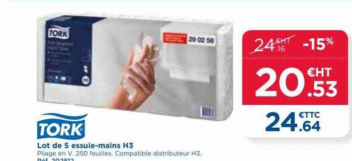 lot de 5 essuie-mains h3 tork