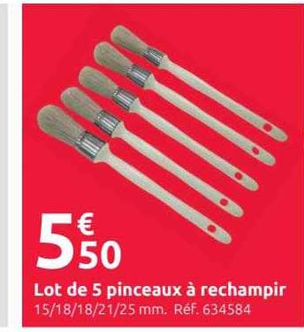 lot de 5 pinceaux à rechampir