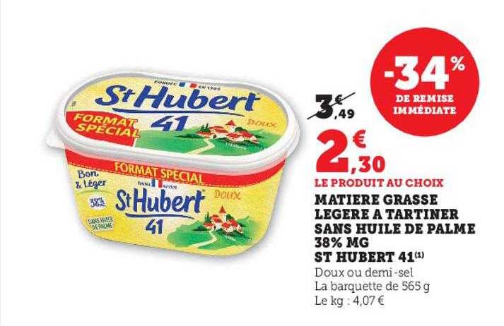 matière grasse légère à tartiner sans huile de palme 38% mg st hubert 41