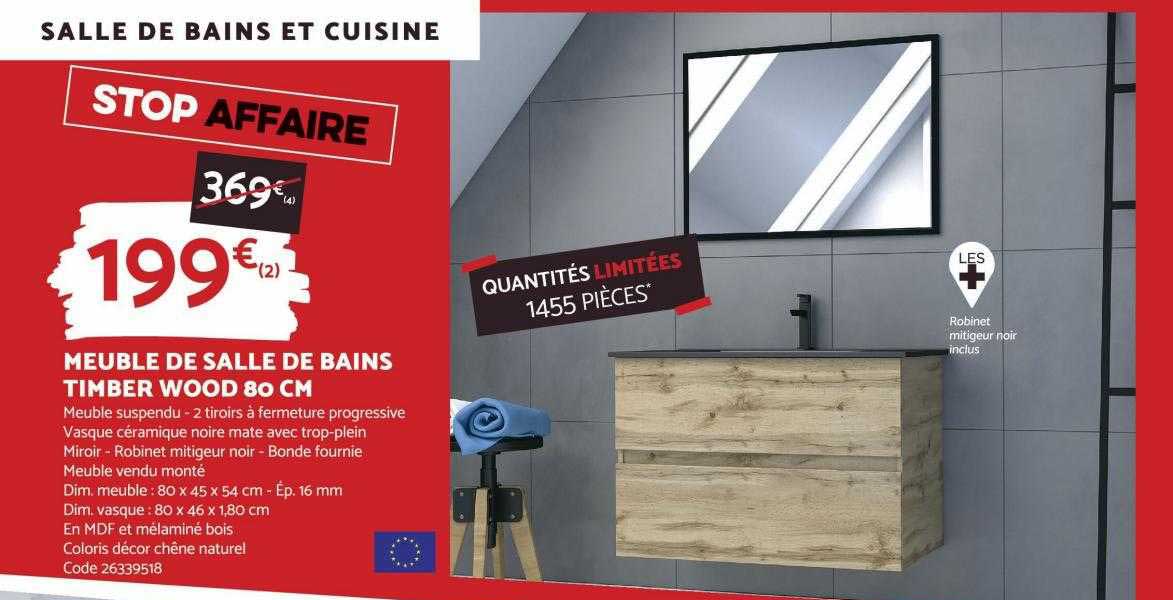 meuble de salle de bains timber wood 80 cm