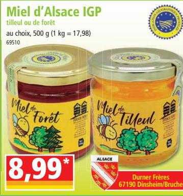 miel d'alsace igp tilleul ou de forêt durner frères