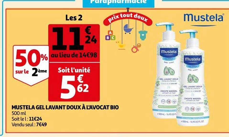 mustela gel lavant doux à l'avocat bio