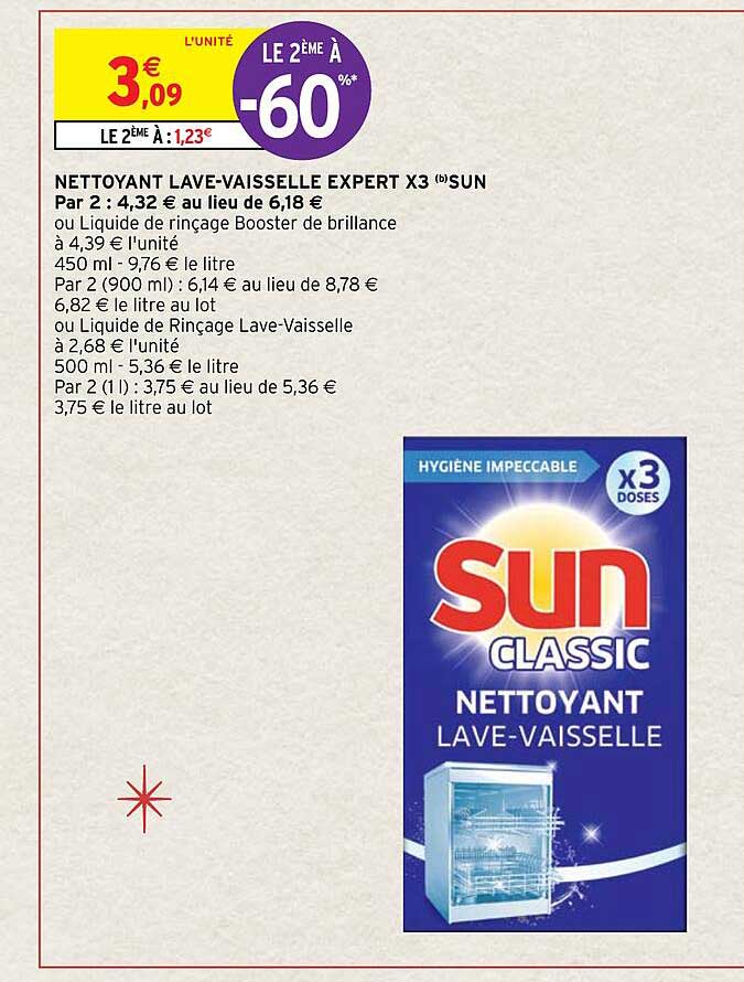 nettoyant lave-vaisselle expert x3 sun