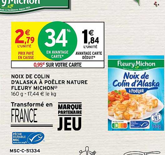 noix de colin d'alaska à poêler nature fleury michon