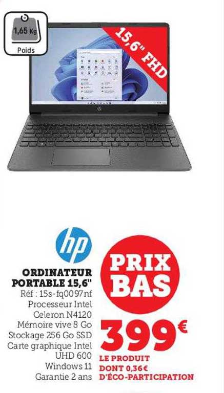 Ordinateur Portable 15,6" Hp