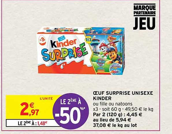 œuf surprise unisexe kinder