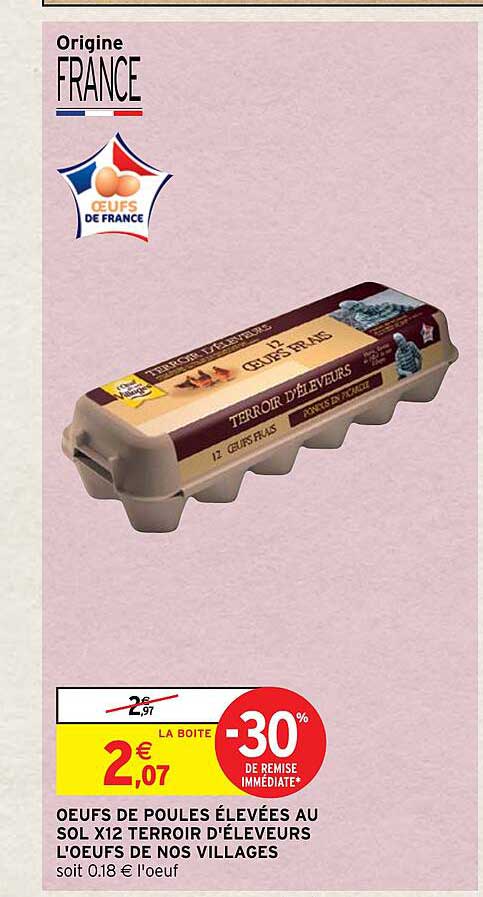œufs De Poules élevées Au Sol X12 Terroir D'éleveurs L’œuf De Nos Villages