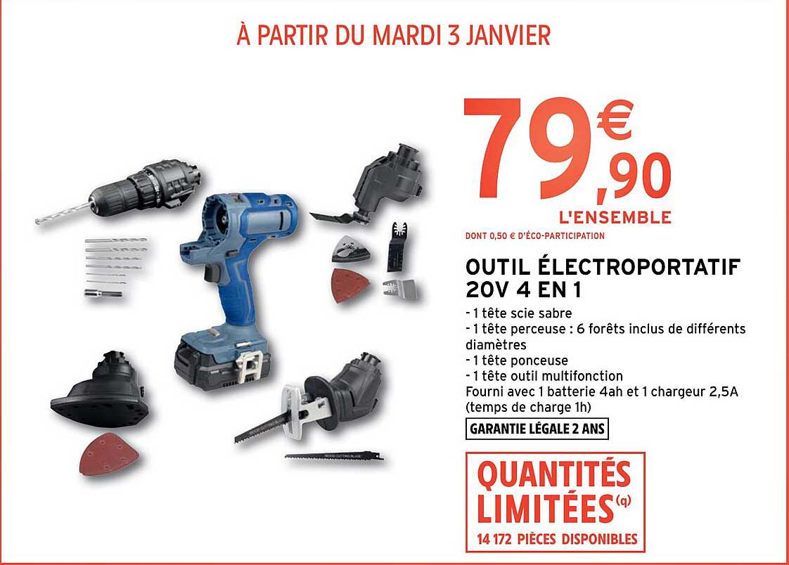 outil électroportatif 20v 4 en 1