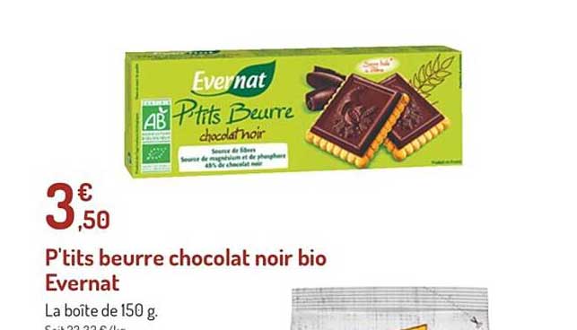 p'tits beurre chocolat noir bio evernat