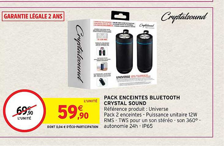 pack enceintes bluetooth crystal sound