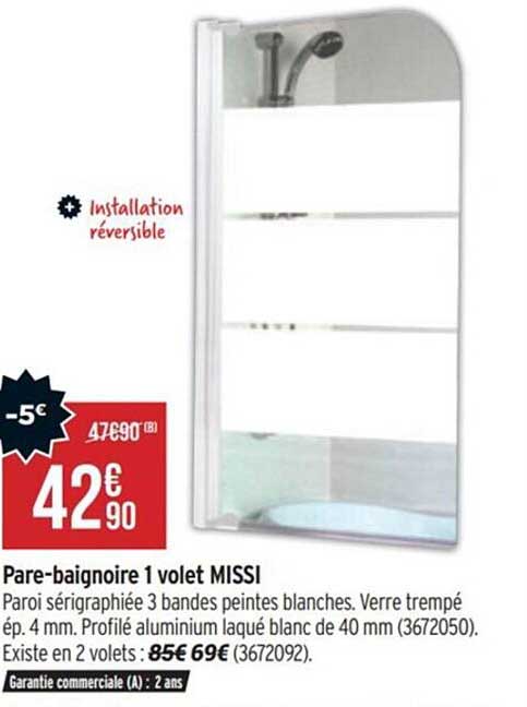 pare-baignoire 1 volet missi