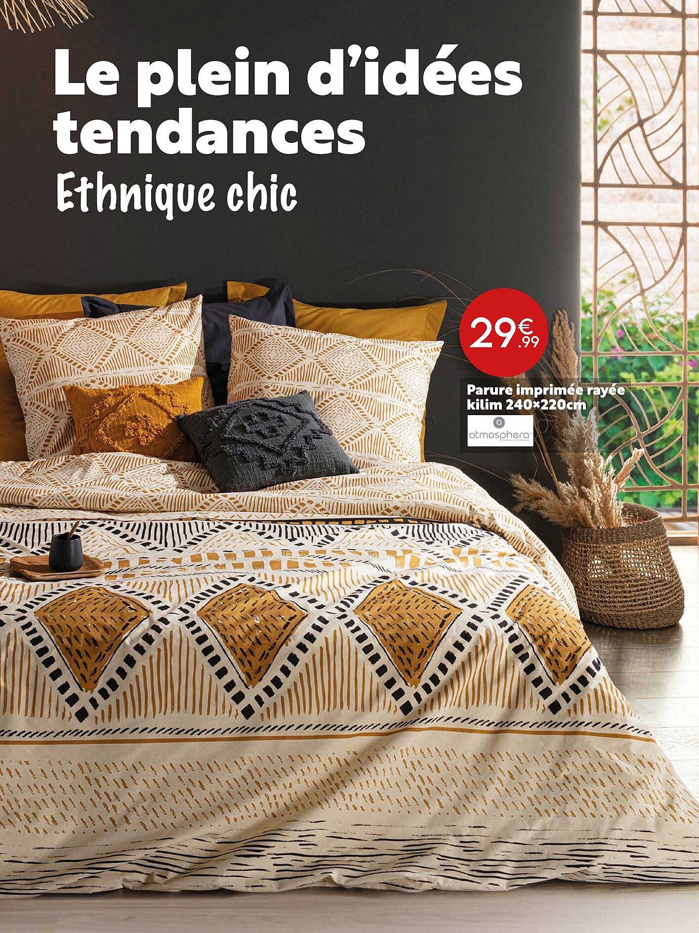 Parure Imprimé Rayée Kilim 240 X 220 Cm