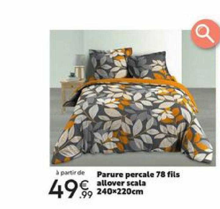 parure percale 78 fils allover scala 240 x 220 cm