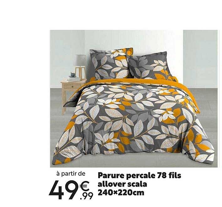 parure percale 78 fils allover scala 240 x 220 cm