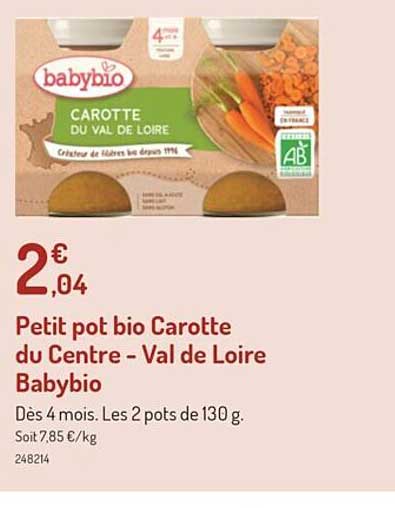 petit pot bio carotte du centre - val de loire babybio