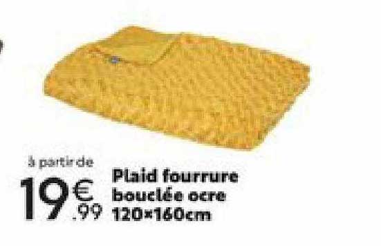 plaid fourrure bouclée ocre 120 x 160 cm