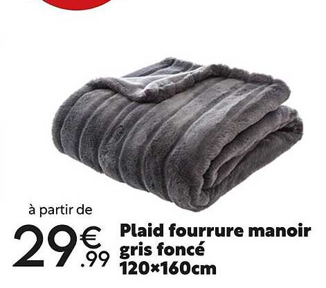 plaid fourrure manoir gris foncé 120 x 160 cm