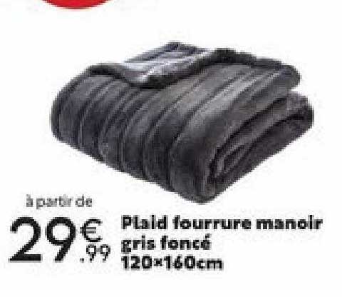 plaid fourrure manoir gris foncé 120 x 160 cm