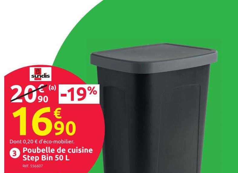 poubelle de cuisine step bin 50 l