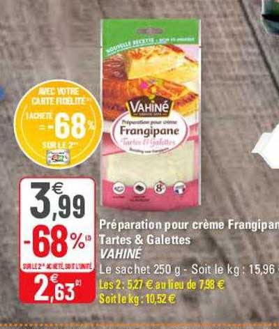préparation pour crème frangipane tartes & galettes vahiné