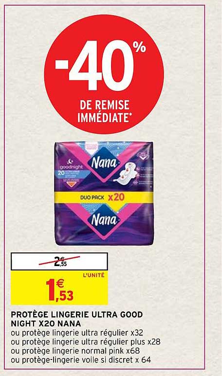 protège lingerie ultra good night x20 nana